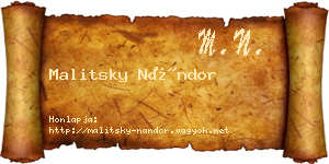 Malitsky Nándor névjegykártya